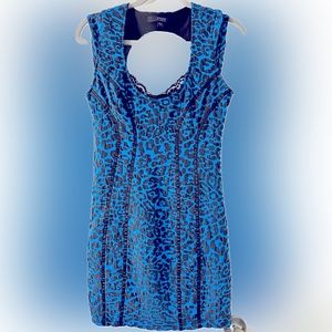 Guess black and blue leopard print dress size Small. Super sexy, lace detail